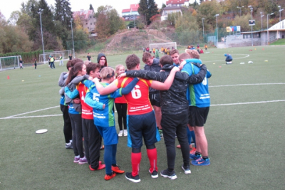 zhodnocení zápasu "kolečko" - Středoškolská liga v ultimate frisbee, podzimní kvalifikace, Ostrava, 23. 10. 2018