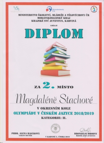 2019 - OK olympiády v JČ - diplomy