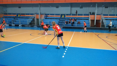Okresní kolo ve florbalu - dívky střední škola, Havířov 27. ledna 2020 - holky při prvním zápase