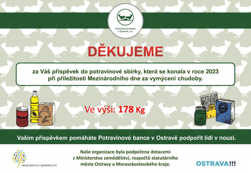 Potravinová sbírka - poděkování