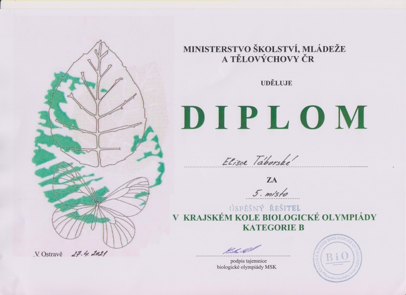 Velký úspěch v krajském kole biologické olympiády