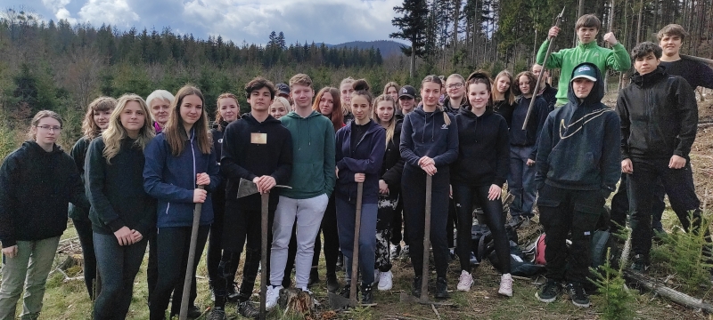 Facebookový příspěvek Studenta v lese - sázení stromků