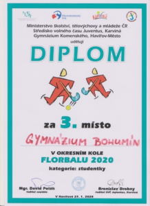 Okresní kolo ve florbalu - dívky střední škola, Havířov 27. ledna 2020 - 3. místo