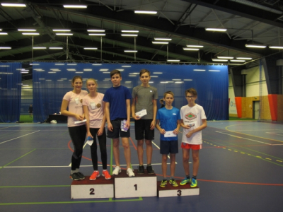 Sportovní dopoledne GFŽ - 27. 11. 2017 - vítězové turnaje v badmintonu - prima - tercie - 1. místo: Jamárik a Rek (tercie); 2. místo: Pohlová a Vaštíková (sekunda); 3. místo: Lukša a Rozbroj